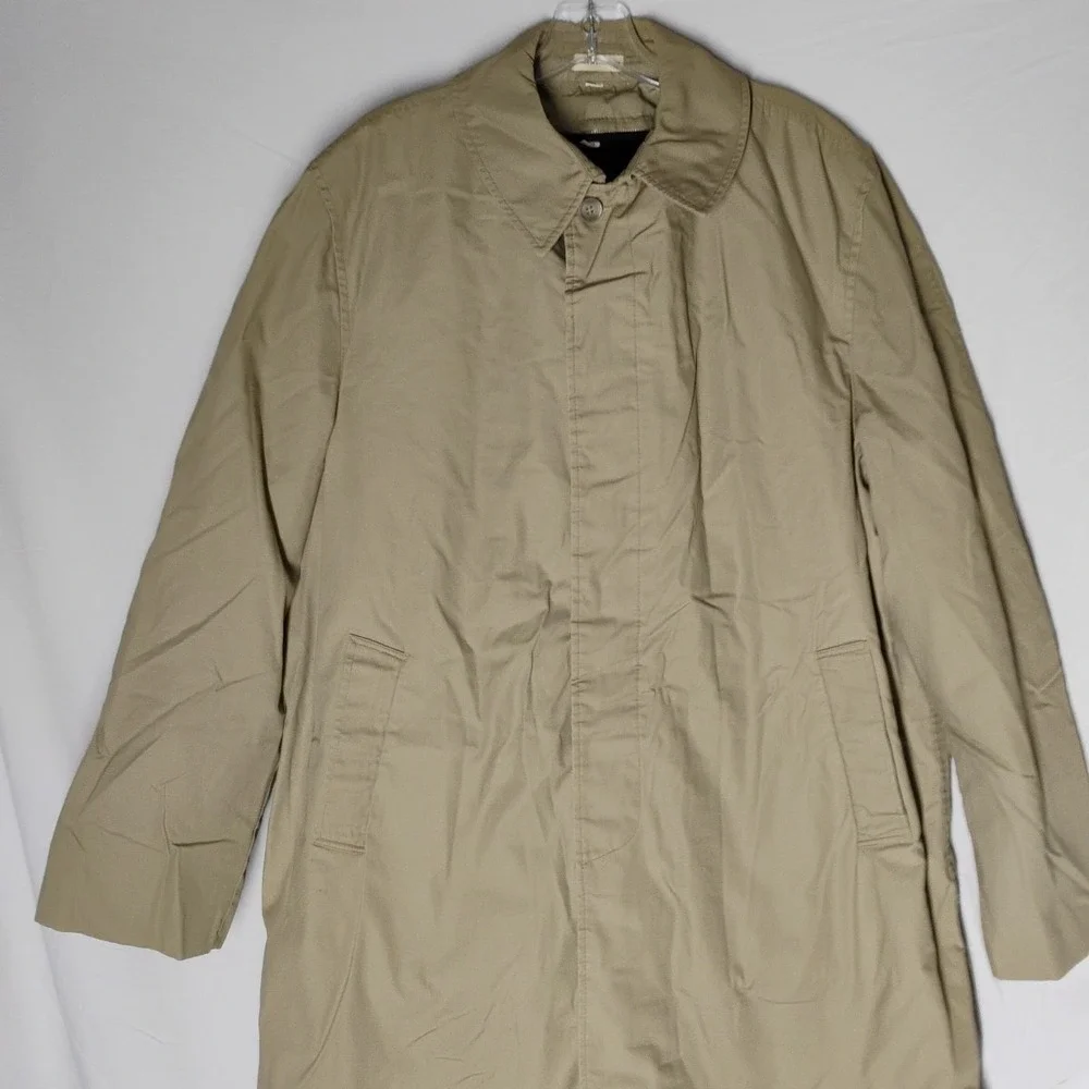 Towncraft Penneys Mens 42 Vintage Long Tan Coat Faux Fur Lined‎ Small Flaw